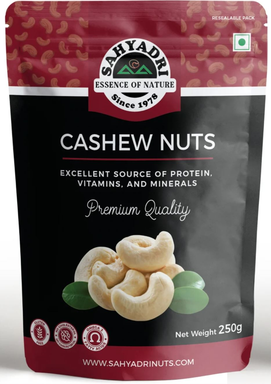 Buy Sahyadri Nuts export quality W180 whole cashew nuts kaju 250g online India