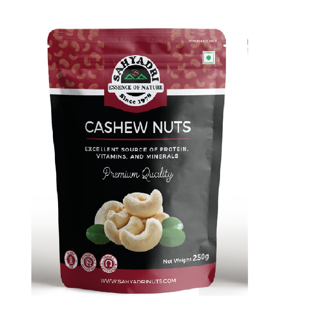 Buy Sahyadri Nuts export quality W180 whole cashew nuts kaju 250g online India